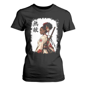 Afro African Pride Samurai Black Girl T Shirt For Women Vintage Japanese Sumie Katana Graphic