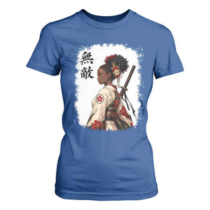 Afro African Pride Samurai Black Girl T Shirt For Women Vintage Japanese Sumie Katana Graphic