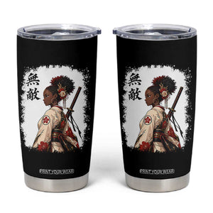 Afro African Pride Samurai Black Girl Tumbler Cup Vintage Japanese Sumie Katana Graphic