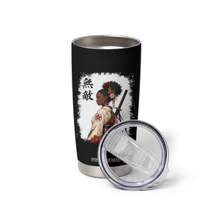 Afro African Pride Samurai Black Girl Tumbler Cup Vintage Japanese Sumie Katana Graphic