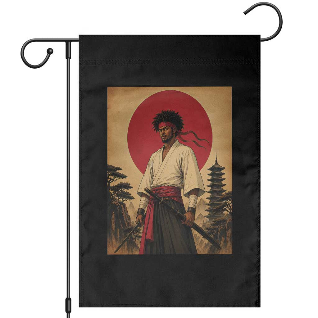Afro American Samurai Bushido Warrior Garden Flag Vintage Japanese Ukiyoe Graphic TS12 Black Print Your Wear