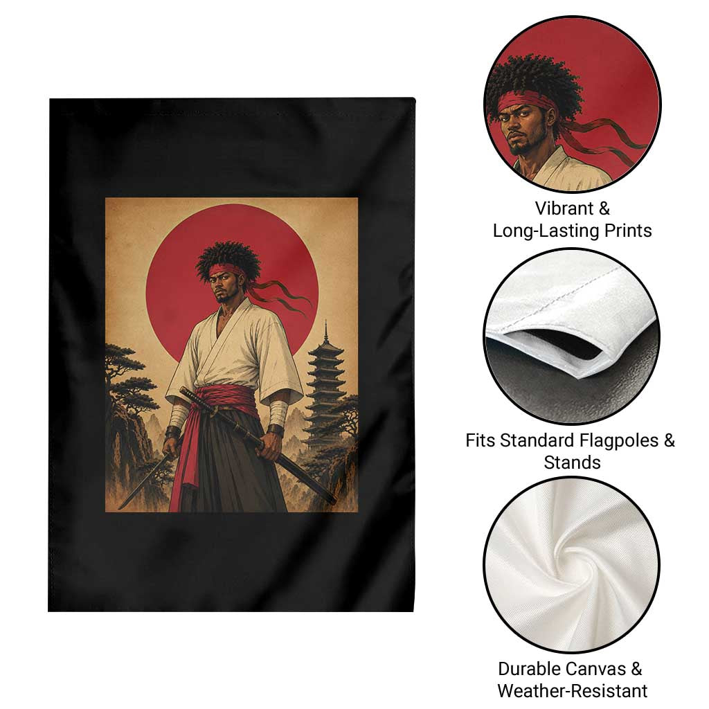 Afro American Samurai Bushido Warrior Garden Flag Vintage Japanese Ukiyoe Graphic