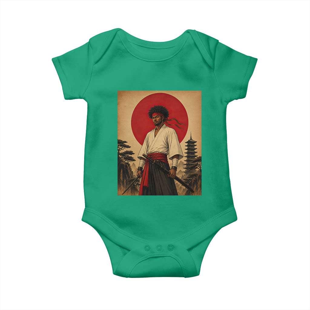 Afro American Samurai Bushido Warrior Baby Onesie Vintage Japanese Ukiyoe Graphic