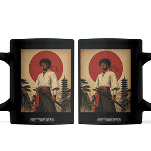Afro American Samurai Bushido Warrior Coffee Mug Vintage Japanese Ukiyoe Graphic