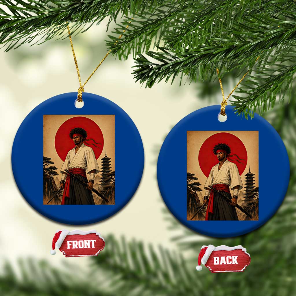 Afro American Samurai Bushido Warrior Ceramic Ornament Vintage Japanese Ukiyoe Graphic