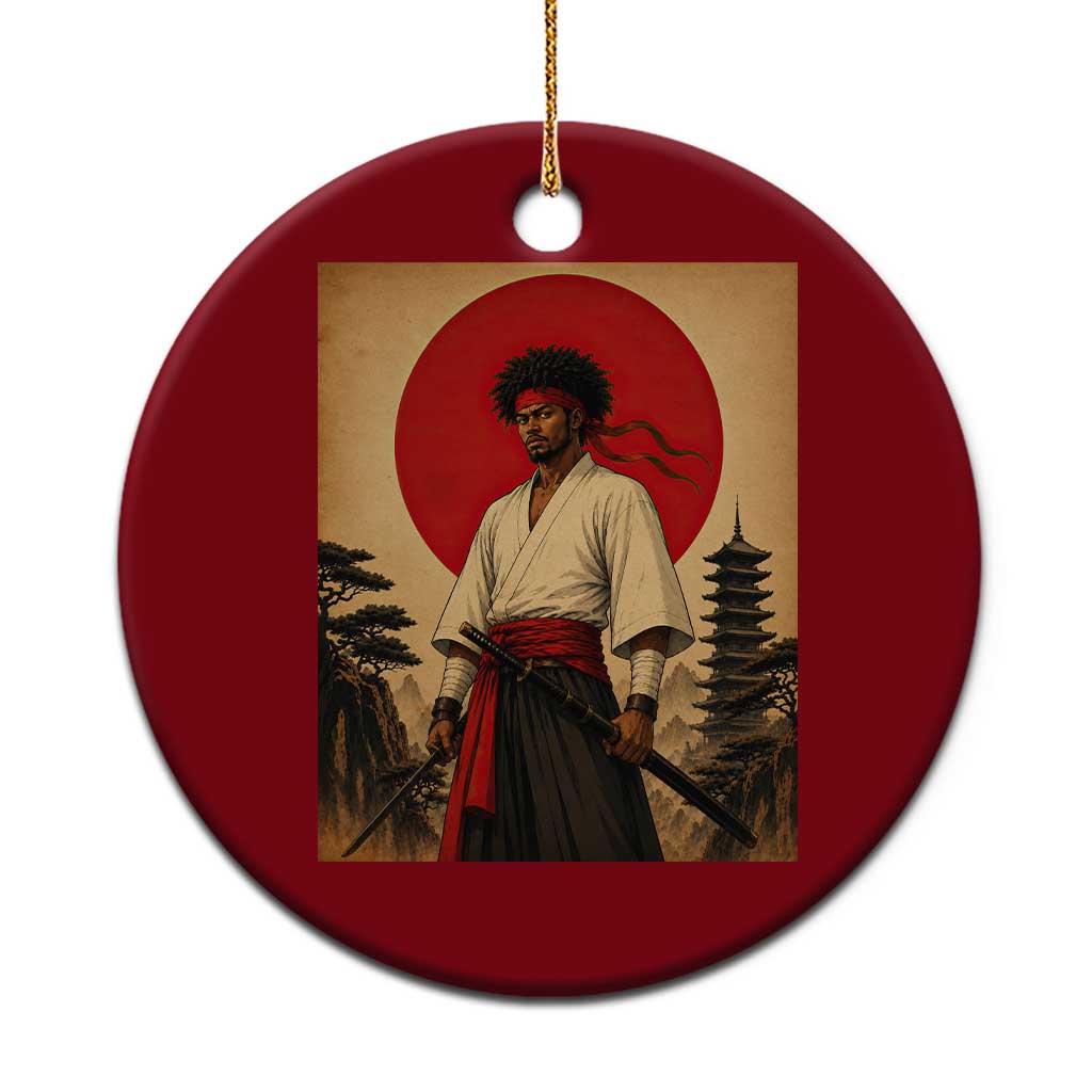 Afro American Samurai Bushido Warrior Ceramic Ornament Vintage Japanese Ukiyoe Graphic