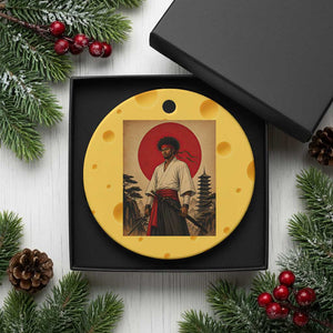 Afro American Samurai Bushido Warrior Ceramic Ornament Vintage Japanese Ukiyoe Graphic
