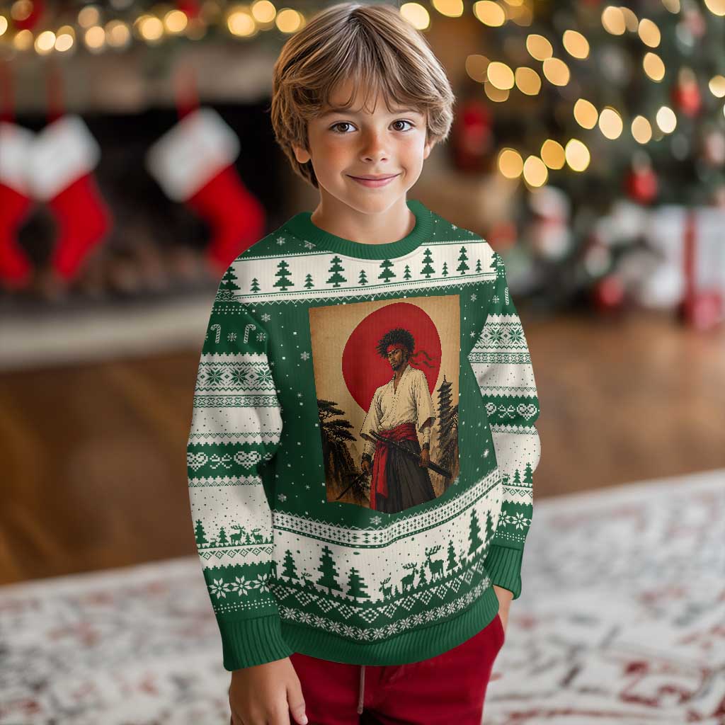 Afro American Samurai Bushido Warrior Ugly Christmas Sweater Vintage Japanese Ukiyoe Graphic