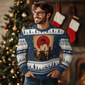 Afro American Samurai Bushido Warrior Ugly Christmas Sweater Vintage Japanese Ukiyoe Graphic