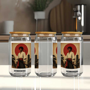 Afro American Samurai Bushido Warrior Glass Can Vintage Japanese Ukiyoe Graphic