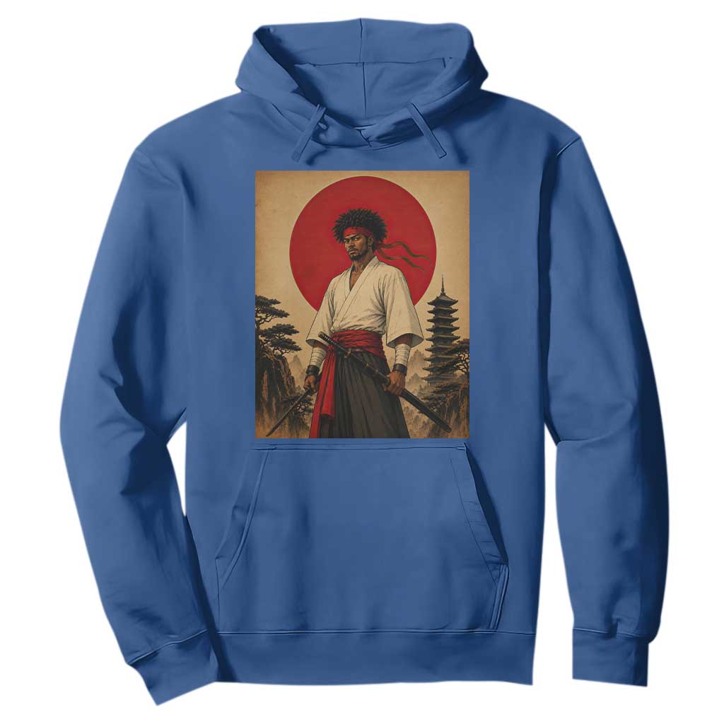 Afro American Samurai Bushido Warrior Hoodie Vintage Japanese Ukiyoe Graphic
