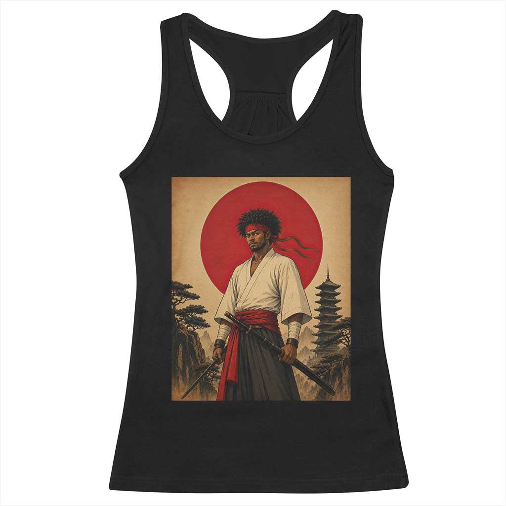 Afro American Samurai Bushido Warrior Racerback Tank Top Vintage Japanese Ukiyoe Graphic TS12 Black Print Your Wear