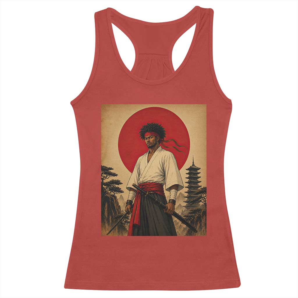 Afro American Samurai Bushido Warrior Racerback Tank Top Vintage Japanese Ukiyoe Graphic TS12 Red Print Your Wear