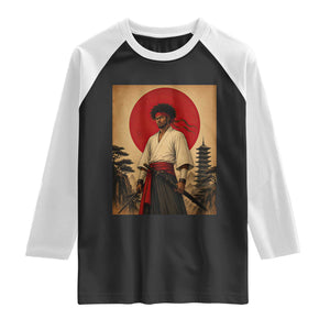 Afro American Samurai Bushido Warrior Raglan Shirt Vintage Japanese Ukiyoe Graphic