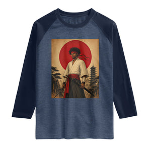 Afro American Samurai Bushido Warrior Raglan Shirt Vintage Japanese Ukiyoe Graphic