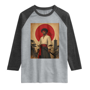 Afro American Samurai Bushido Warrior Raglan Shirt Vintage Japanese Ukiyoe Graphic