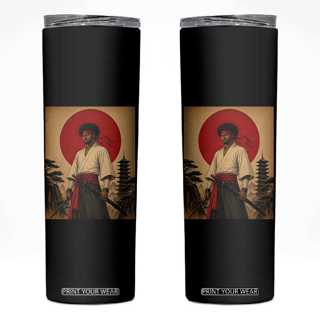 Afro American Samurai Bushido Warrior Skinny Tumbler Vintage Japanese Ukiyoe Graphic