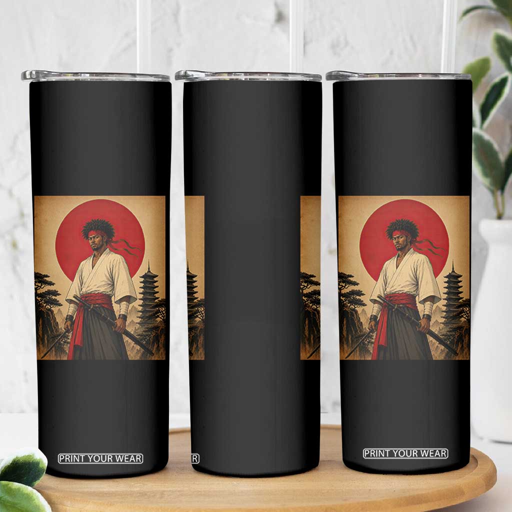 Afro American Samurai Bushido Warrior Skinny Tumbler Vintage Japanese Ukiyoe Graphic