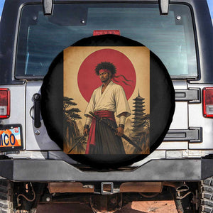Afro American Samurai Bushido Warrior Spare Tire Cover Vintage Japanese Ukiyoe Graphic