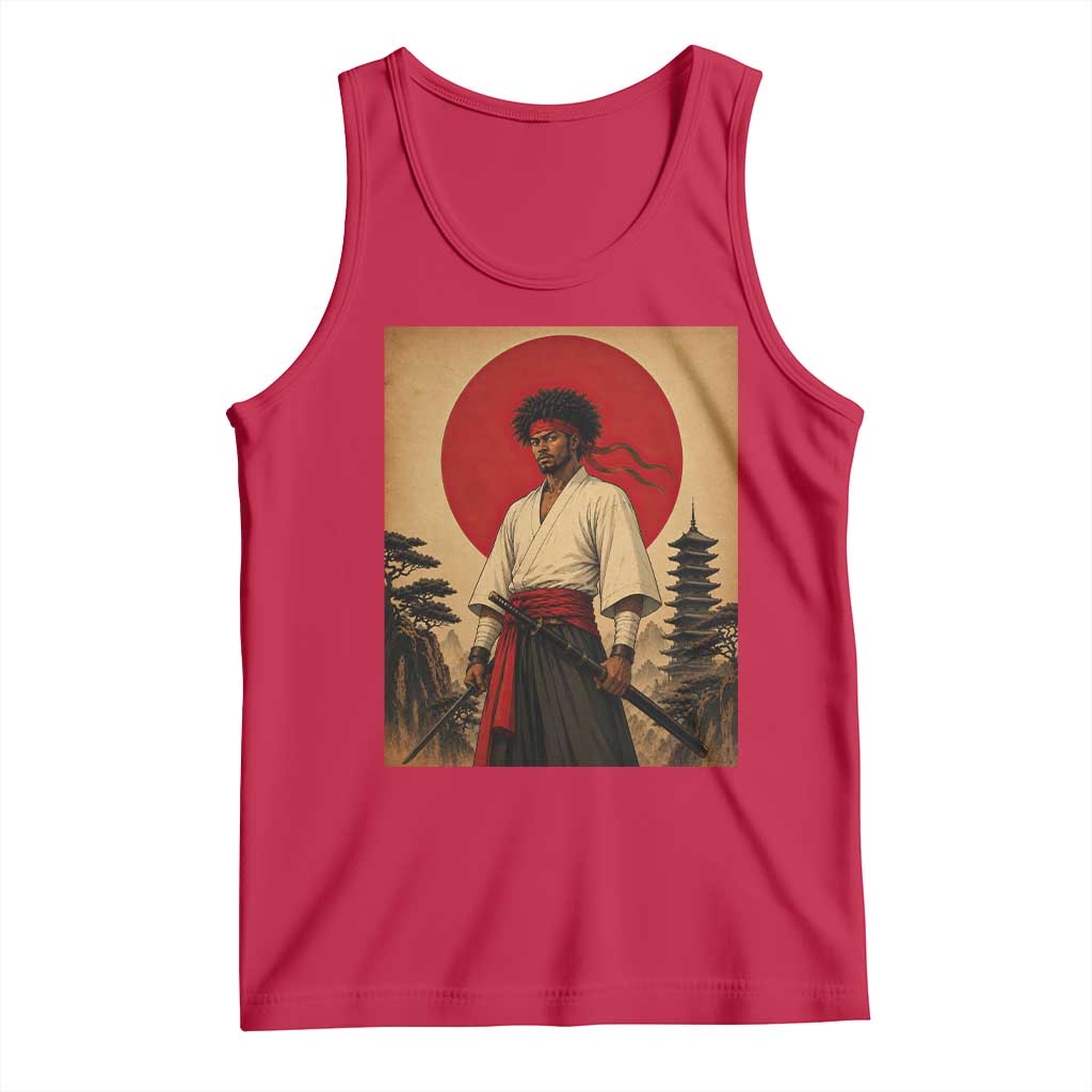 Afro American Samurai Bushido Warrior Tank Top Vintage Japanese Ukiyoe Graphic