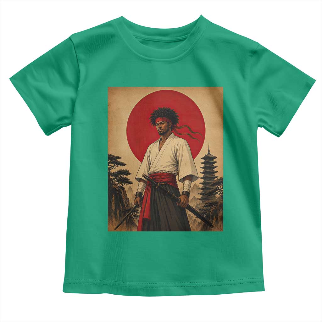 Afro American Samurai Bushido Warrior Toddler T Shirt Vintage Japanese Ukiyoe Graphic