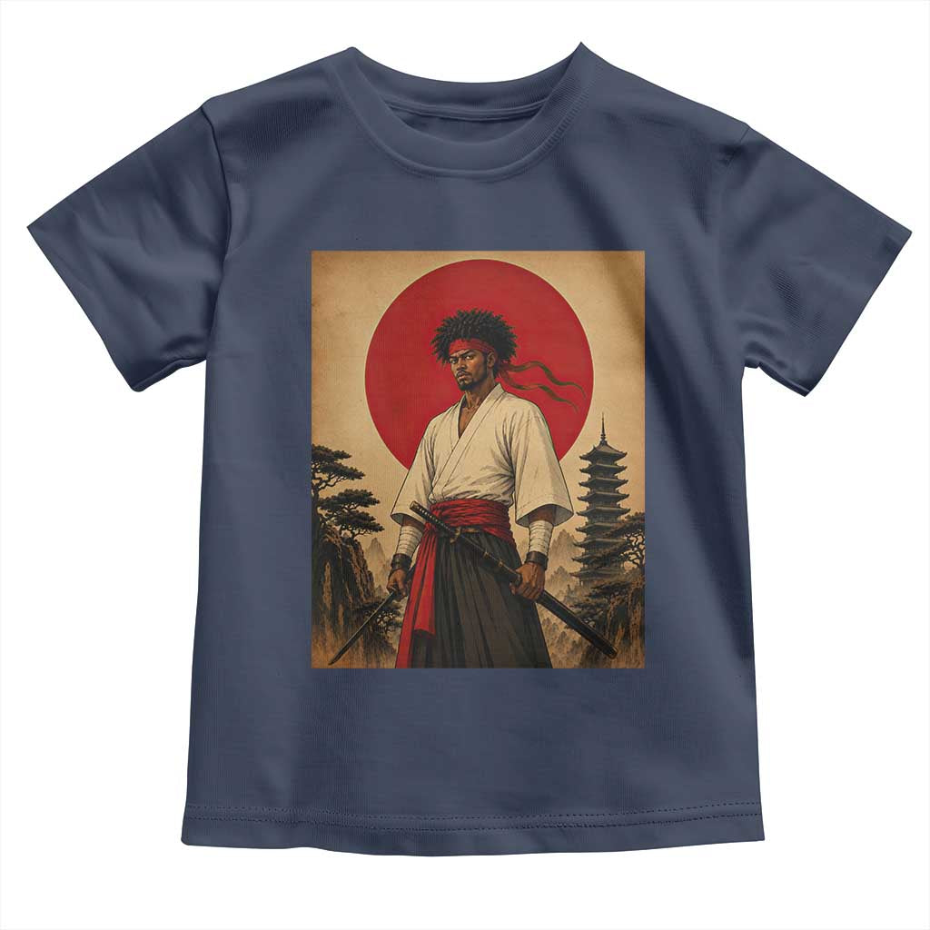 Afro American Samurai Bushido Warrior Toddler T Shirt Vintage Japanese Ukiyoe Graphic