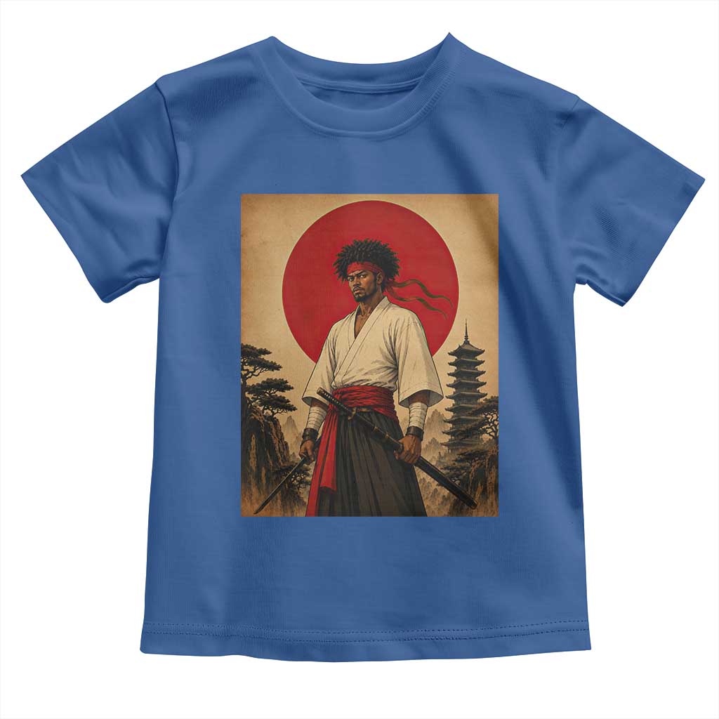 Afro American Samurai Bushido Warrior Toddler T Shirt Vintage Japanese Ukiyoe Graphic