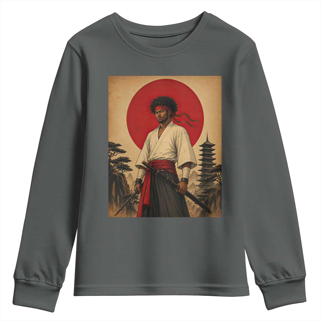 Afro American Samurai Bushido Warrior Youth Sweatshirt Vintage Japanese Ukiyoe Graphic