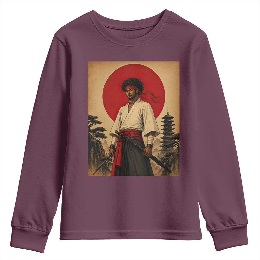 Afro American Samurai Bushido Warrior Youth Sweatshirt Vintage Japanese Ukiyoe Graphic