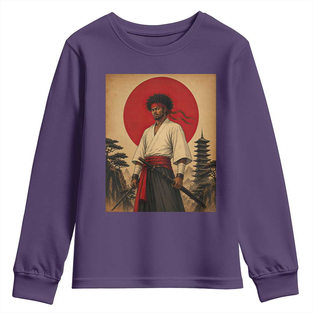 Afro American Samurai Bushido Warrior Youth Sweatshirt Vintage Japanese Ukiyoe Graphic