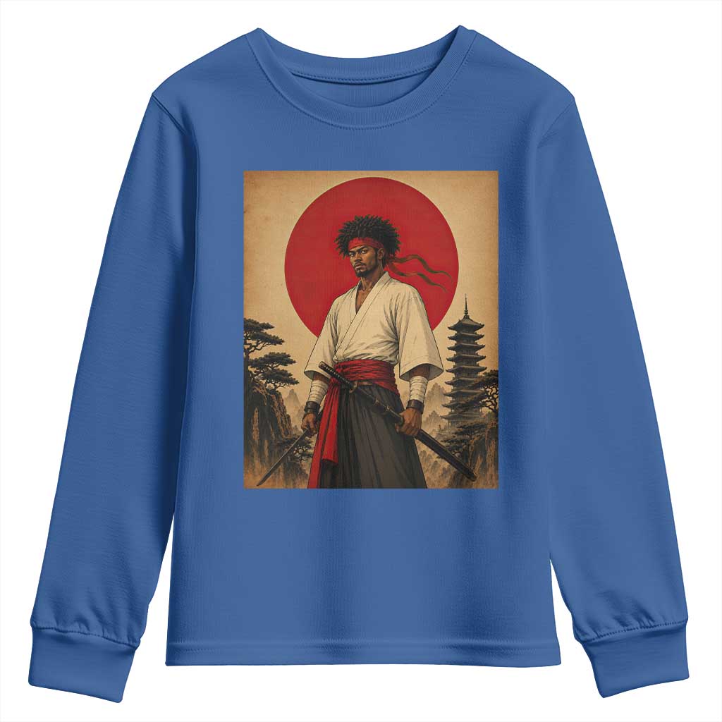 Afro American Samurai Bushido Warrior Youth Sweatshirt Vintage Japanese Ukiyoe Graphic