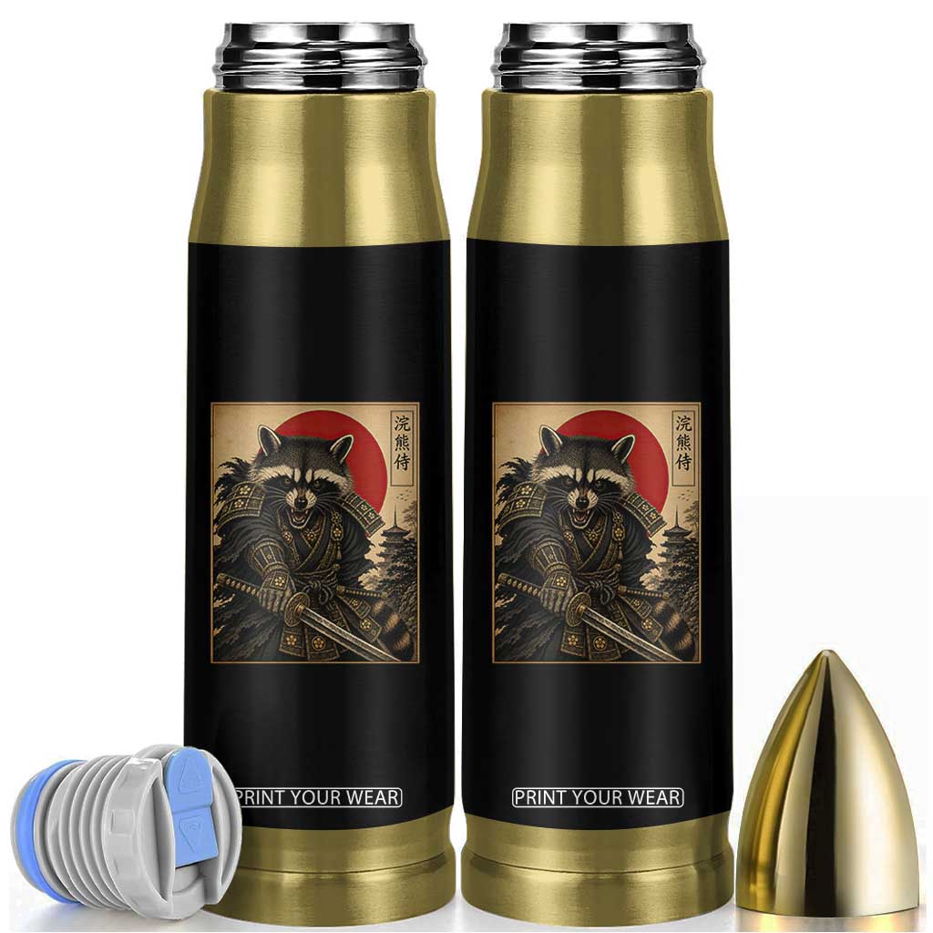 Funny Samurai Raccoon Bullet Tumbler Vintage Japanese Ukiyoe Warrior Graphic TS12 Black Print Your Wear