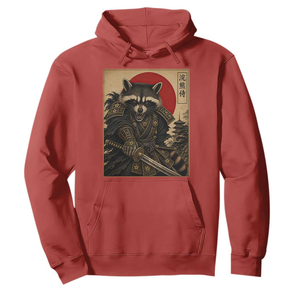 Funny Samurai Raccoon Hoodie Vintage Japanese Ukiyoe Warrior Graphic