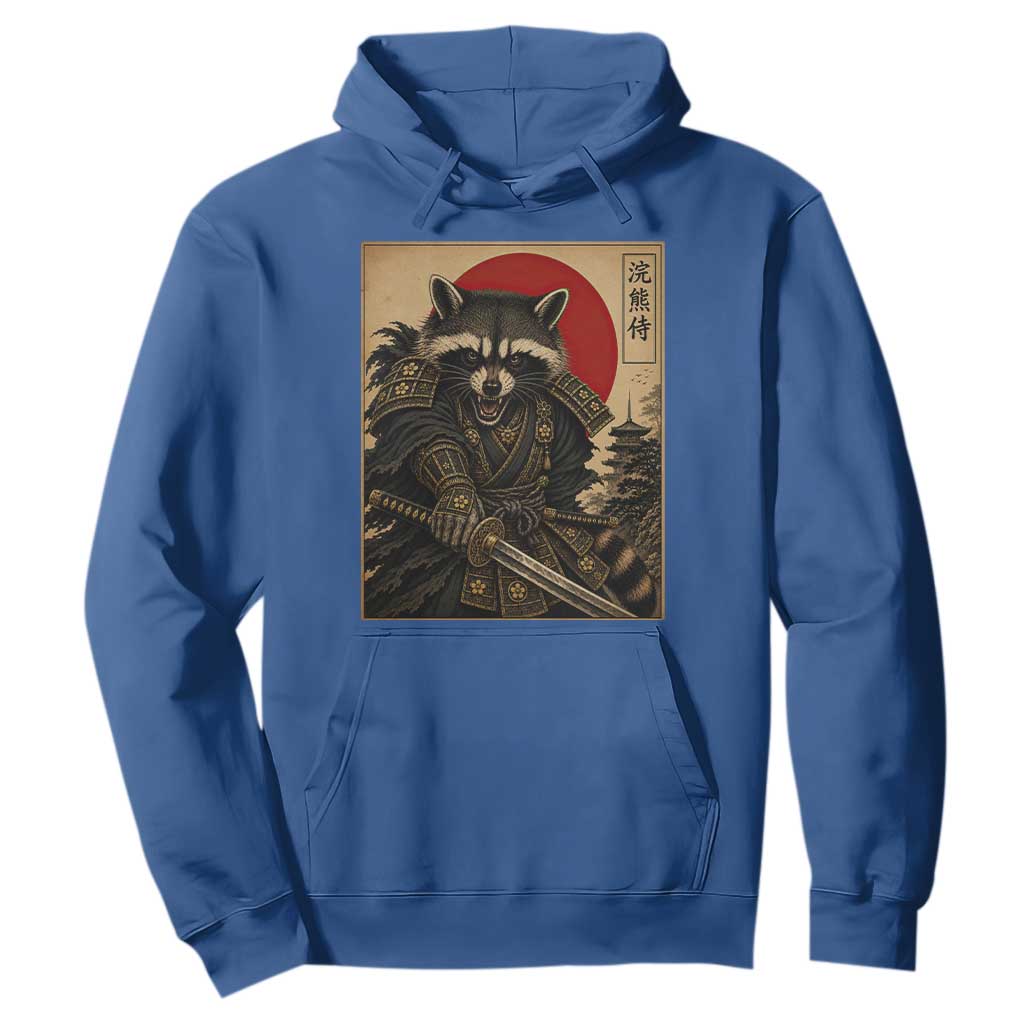 Funny Samurai Raccoon Hoodie Vintage Japanese Ukiyoe Warrior Graphic