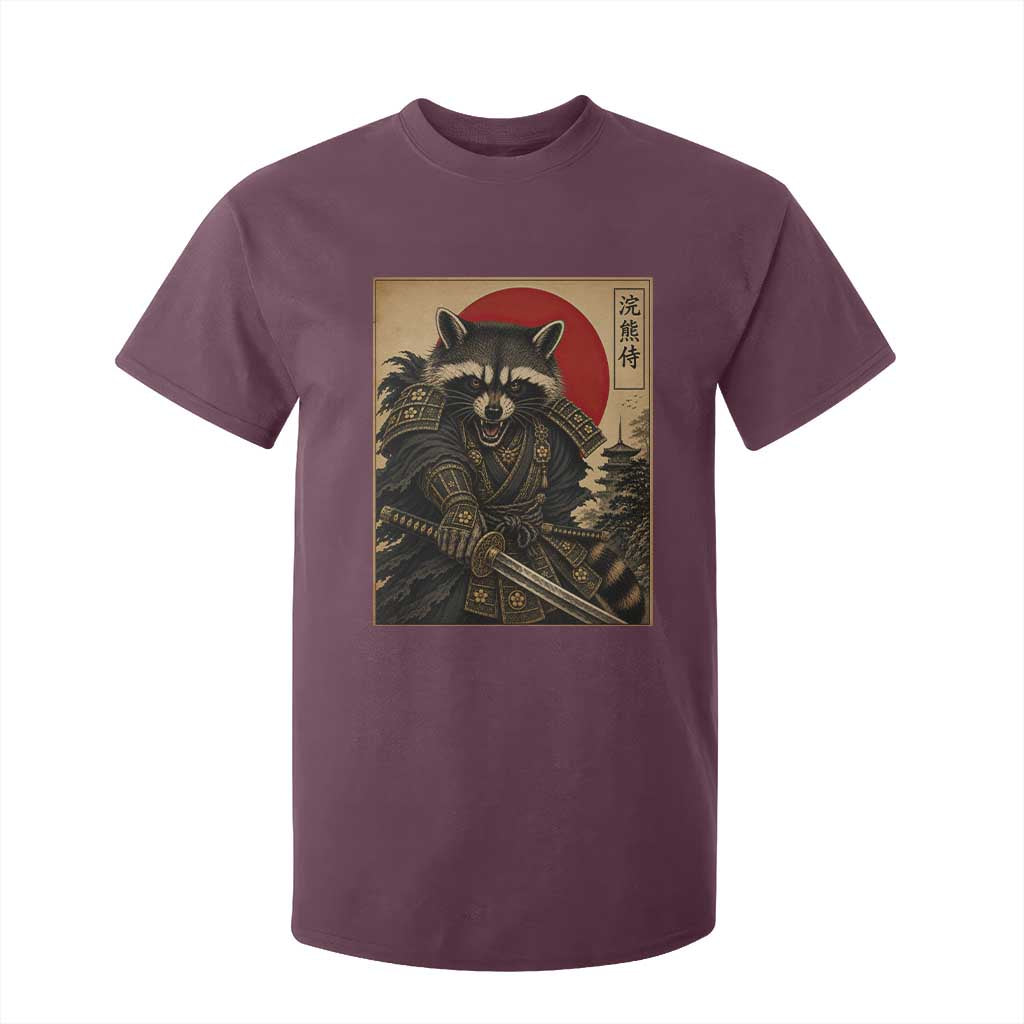 Funny Samurai Raccoon T Shirt For Kid Vintage Japanese Ukiyoe Warrior Graphic