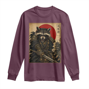 Funny Samurai Raccoon Long Sleeve Shirt Vintage Japanese Ukiyoe Warrior Graphic