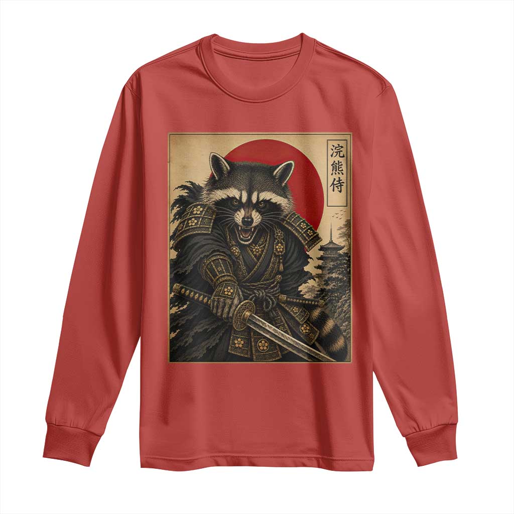 Funny Samurai Raccoon Long Sleeve Shirt Vintage Japanese Ukiyoe Warrior Graphic