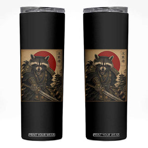 Funny Samurai Raccoon Skinny Tumbler Vintage Japanese Ukiyoe Warrior Graphic