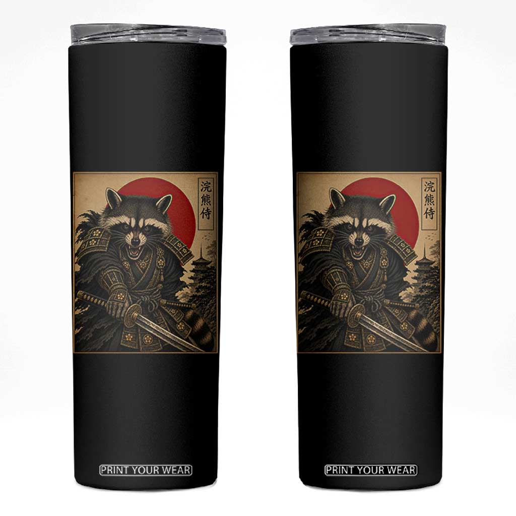 Funny Samurai Raccoon Skinny Tumbler Vintage Japanese Ukiyoe Warrior Graphic TS12 Black Print Your Wear