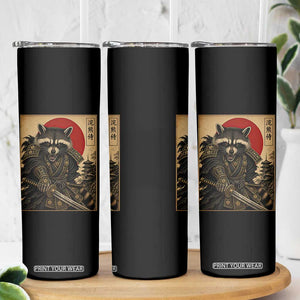 Funny Samurai Raccoon Skinny Tumbler Vintage Japanese Ukiyoe Warrior Graphic
