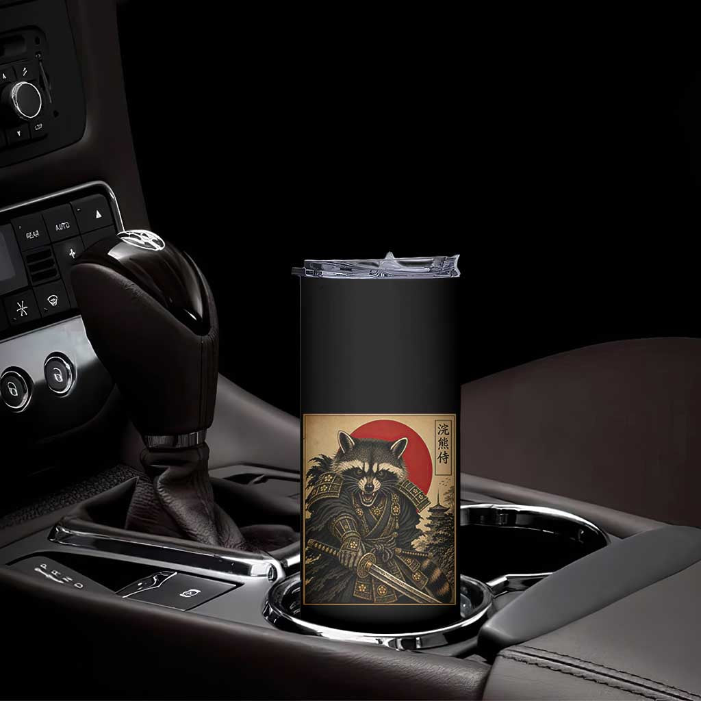 Funny Samurai Raccoon Skinny Tumbler Vintage Japanese Ukiyoe Warrior Graphic
