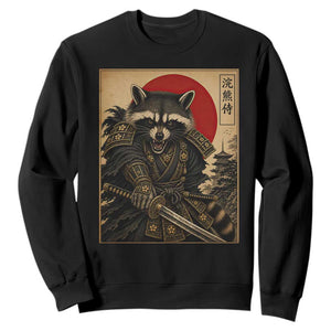 Funny Samurai Raccoon Sweatshirt Vintage Japanese Ukiyoe Warrior Graphic