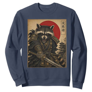 Funny Samurai Raccoon Sweatshirt Vintage Japanese Ukiyoe Warrior Graphic