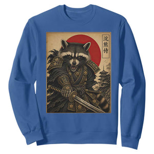 Funny Samurai Raccoon Sweatshirt Vintage Japanese Ukiyoe Warrior Graphic