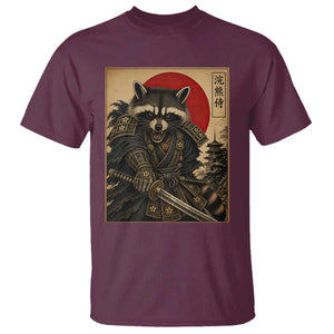 Funny Samurai Raccoon T Shirt Vintage Japanese Ukiyoe Warrior Graphic