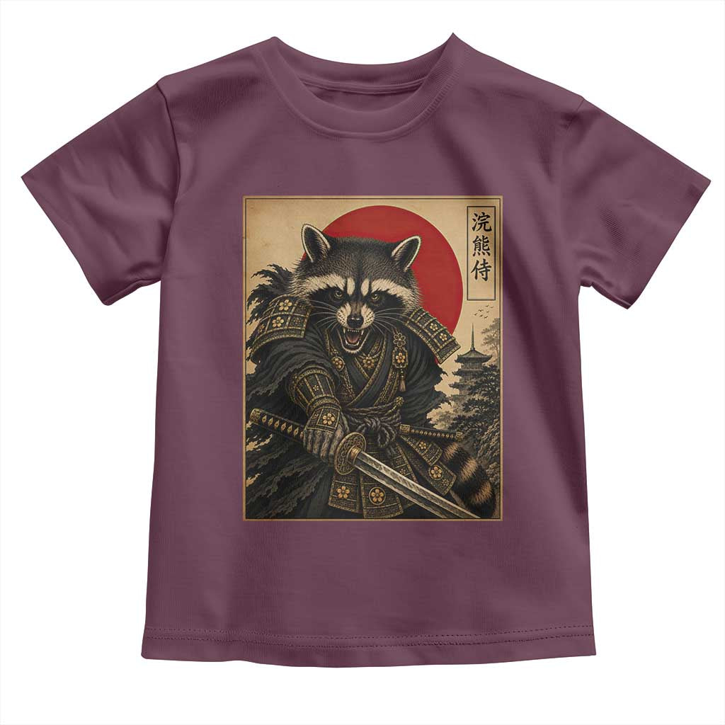 Funny Samurai Raccoon Toddler T Shirt Vintage Japanese Ukiyoe Warrior Graphic