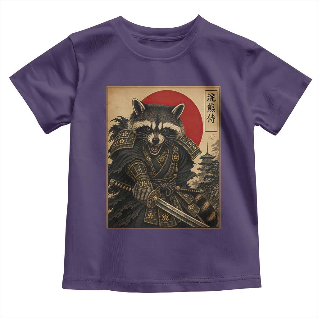 Funny Samurai Raccoon Toddler T Shirt Vintage Japanese Ukiyoe Warrior Graphic