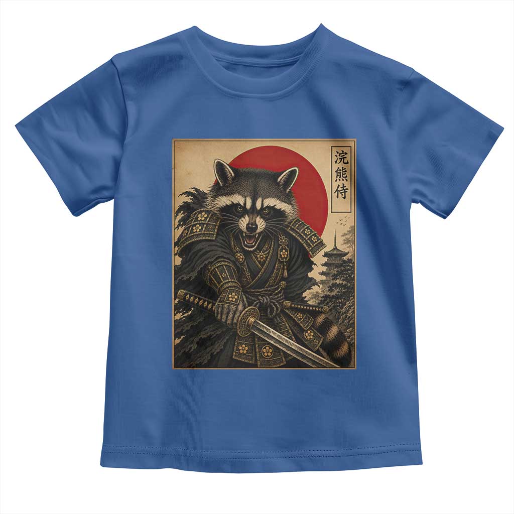 Funny Samurai Raccoon Toddler T Shirt Vintage Japanese Ukiyoe Warrior Graphic