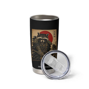 Funny Samurai Raccoon Tumbler Cup Vintage Japanese Ukiyoe Warrior Graphic