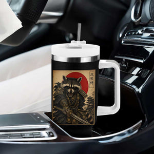 Funny Samurai Raccoon Tumbler With Handle Vintage Japanese Ukiyoe Warrior Graphic TS12 Print Your Wear